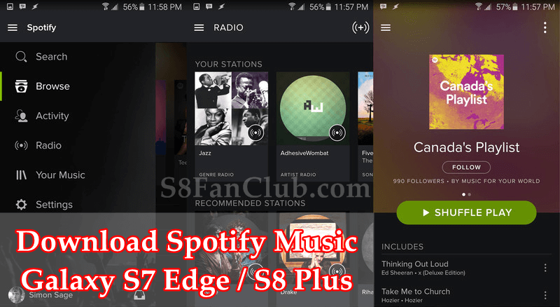 Download Spotify Music App for Samsung Galaxy S7 Edge / S8 Plus | spotify-music-streaming-best-samsung-galaxy-s7-edge-s8-plus